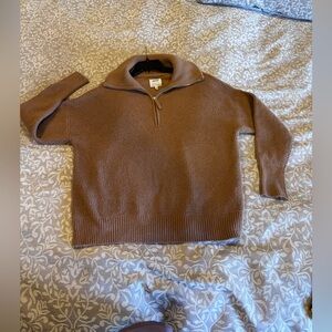 Aerie Tan Zip-Up Sweater